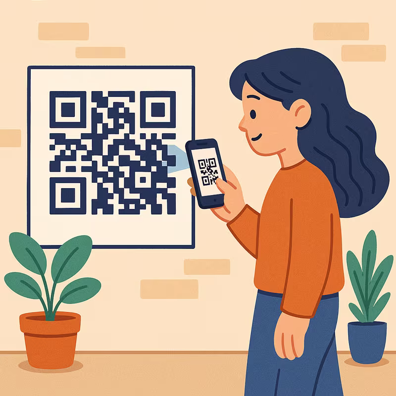 Hånd som skanner en QR-kode med mobil